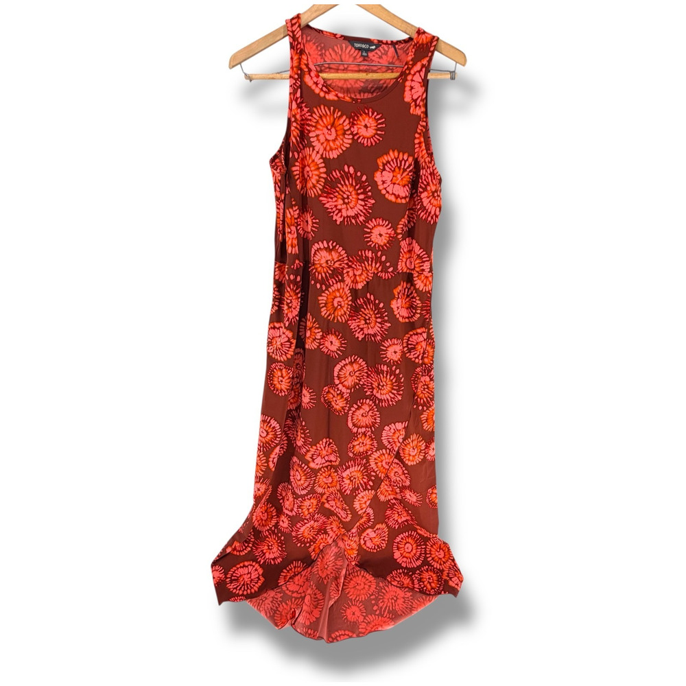 Toad&Co Sunkissed Sleeveless Maxi Dress in Rust and Coral, Large